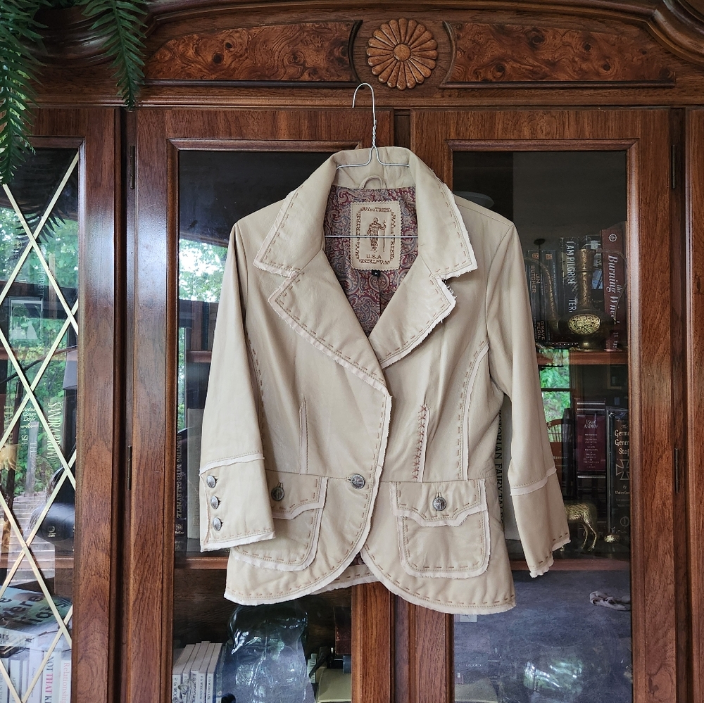 My Tribe USA Beige Tan Genuine Leather jacket